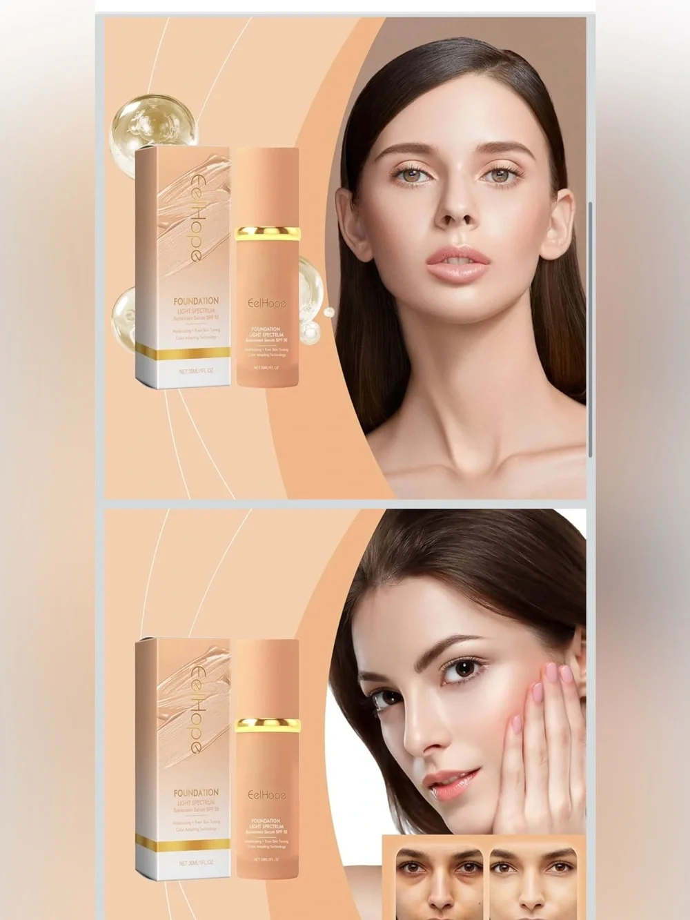 Foundation Light Spectrum SPF 50 color, adapting technology new not opened